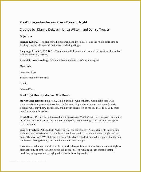 Pre K Lesson Plan Template Free Of Preschool Lesson Plan Template 9 Free Word Pdf Psd