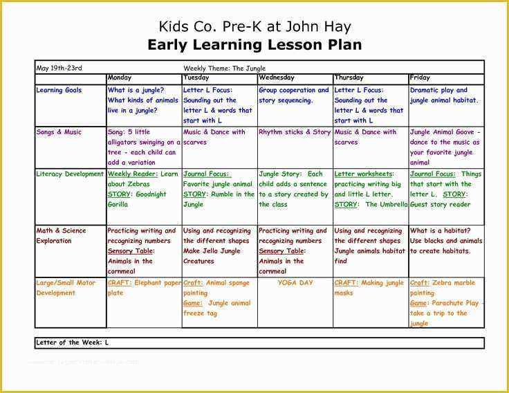 Pre K Lesson Plan Template Free Of Preschool Lesson Plan Template