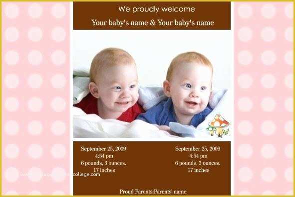 Pregnancy Announcement Templates Free Download Of Twin Birth Announcements Twins Pregnancy Announcement