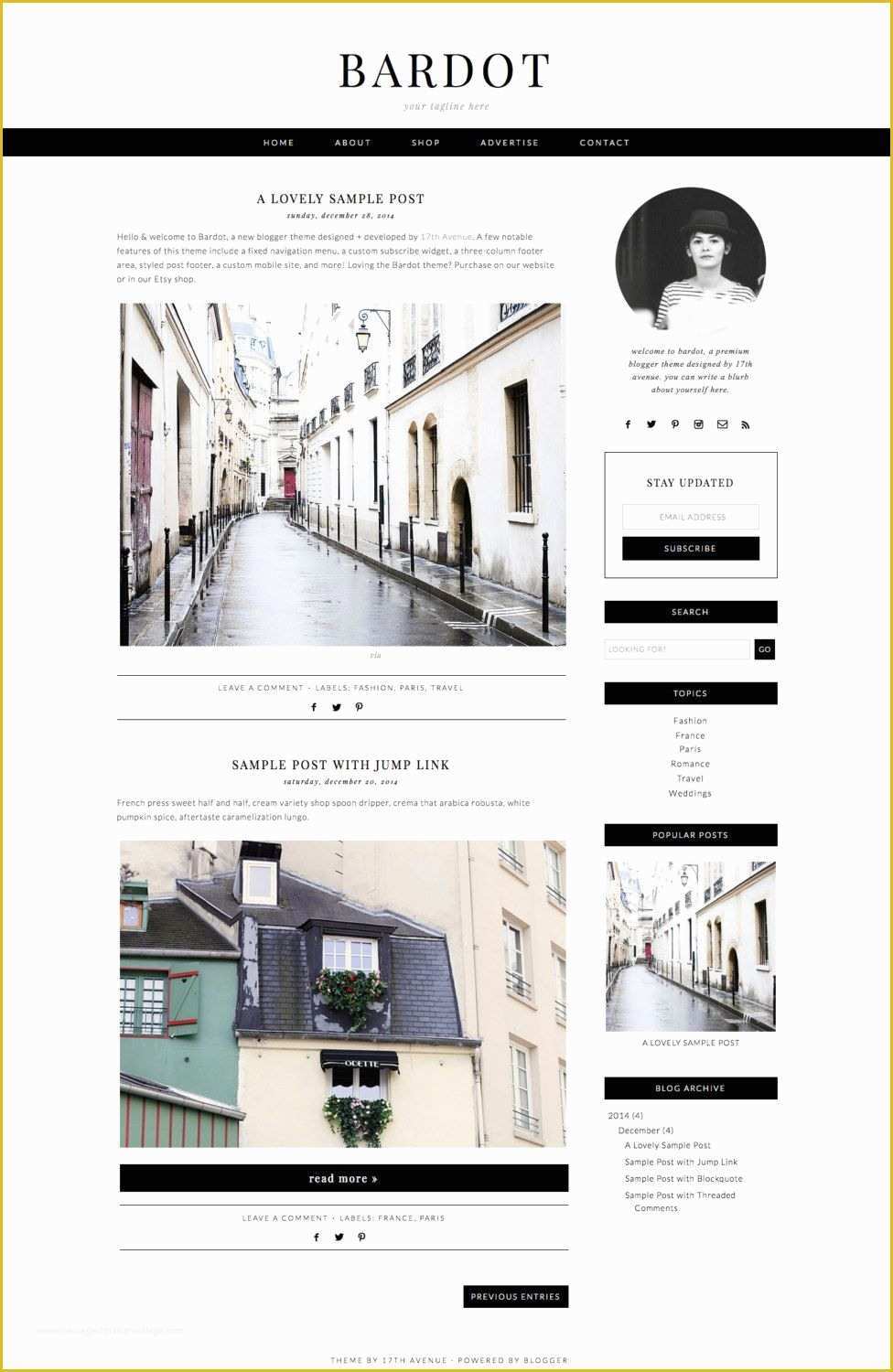 Premade Website Templates Free Of Blogger Template Premade Blog Design "bardot" Blogger