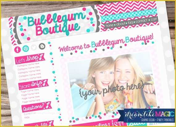 Premade Website Templates Free Of Premade Website Template Pink Chevron with Aqua Polkas and