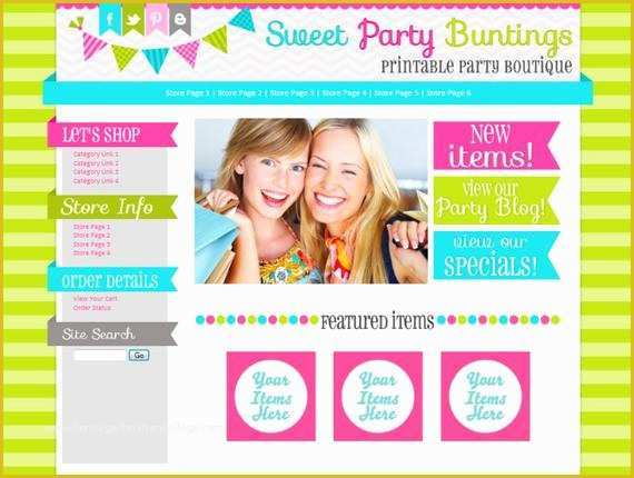Premade Website Templates Free Of Premade Website Template Sweet Party Buntings Design