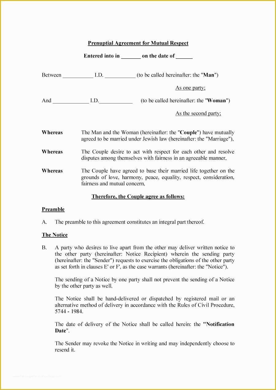 Prenup Template Free Of 30 Prenuptial Agreement Samples & forms Template Lab