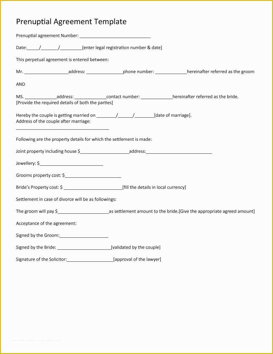 Prenup Template Free Of 31 Free Prenuptial Agreement Samples & forms Free