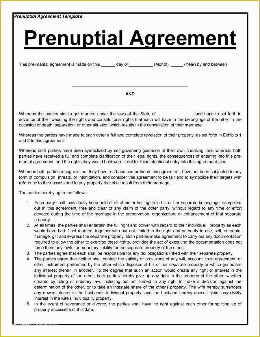 Prenup Template Free Of 31 Free Prenuptial Agreement Samples & forms Free