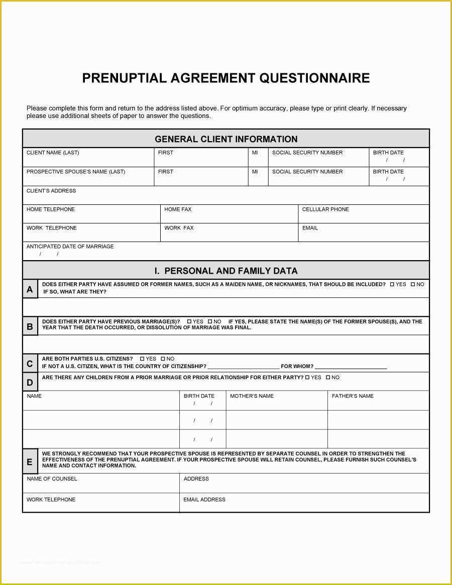 Prenup Template Free Of 31 Free Prenuptial Agreement Samples & forms Free