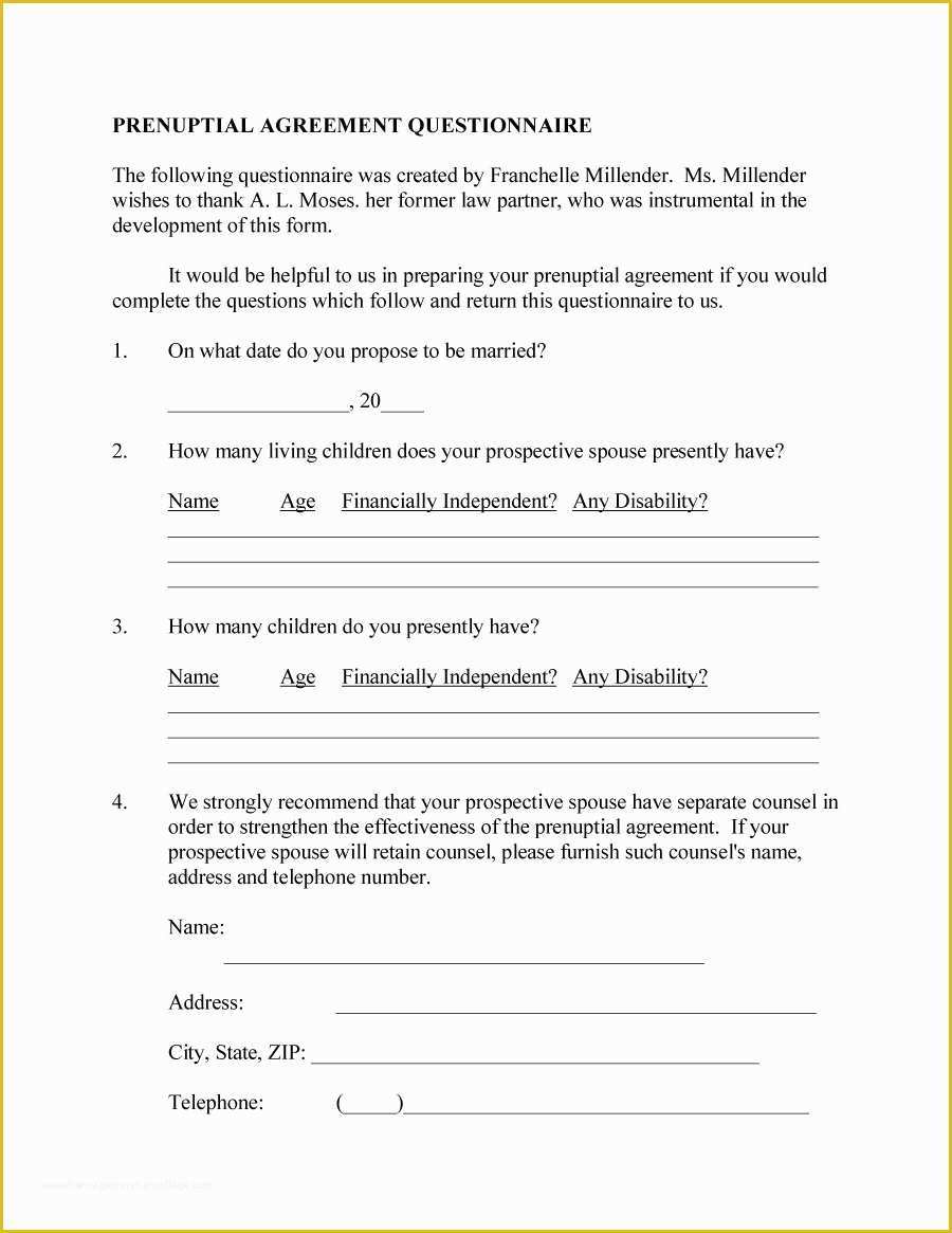 Prenup Template Free Of 31 Free Prenuptial Agreement Samples & forms Free