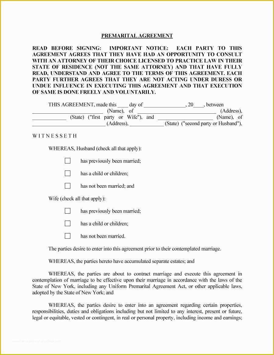 Prenup Template Free Of 31 Free Prenuptial Agreement Samples & forms Free