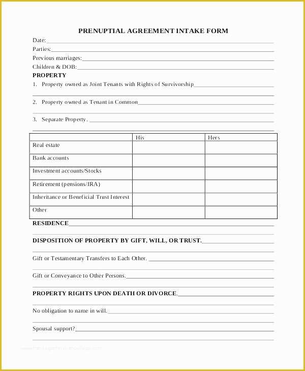 Prenup Template Free Of Prenuptial Template Sample Prenuptial Agreement 8