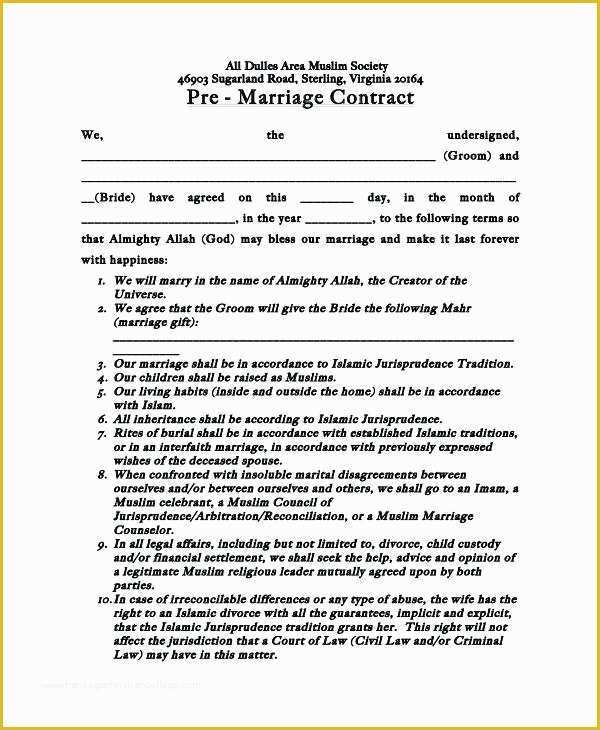 Prenup Template Free Of Sample Prenuptial Agreements