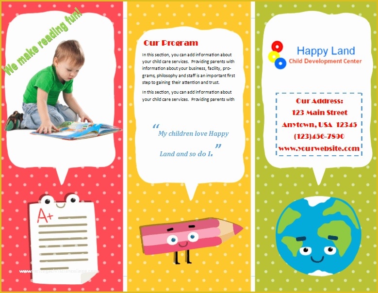 Preschool Brochure Template Free Of Child Care Brochure Template 22 Child Care Owner