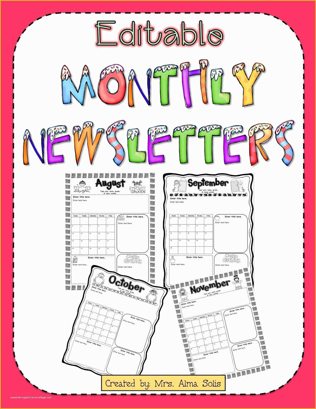 Preschool Newsletter Template Editable Free Of Mrs solis S Teaching Treasures Monthly Newsletters