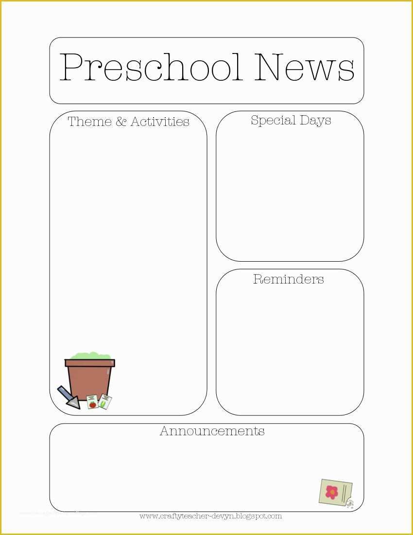 Preschool Newsletter Template Editable Free Of Newsletter Templates