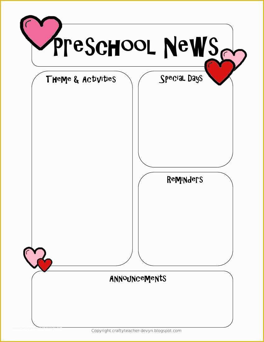 Preschool Newsletter Template Editable Free Of Newsletter Templates