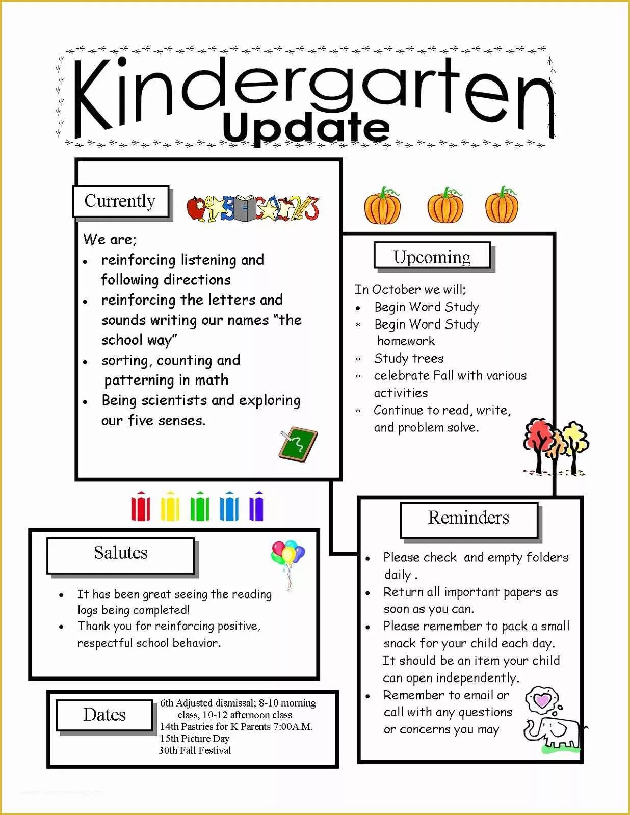 Preschool Newsletter Template Editable Free Of Template Kindergarten Newsletter Template