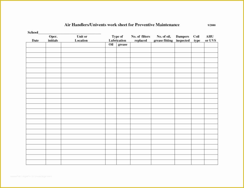 Preventive Maintenance Schedule Template Excel Free Of 7 Facility Maintenance Checklist Templates Excel Templates