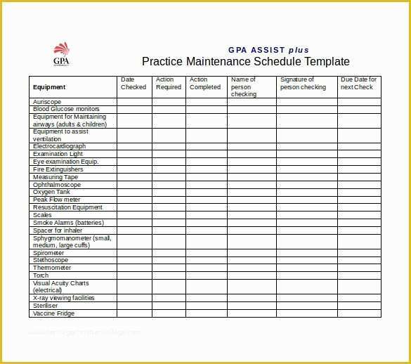 Preventive Maintenance Schedule Template Excel Free Of Building Maintenance Schedule Template Invitation Template