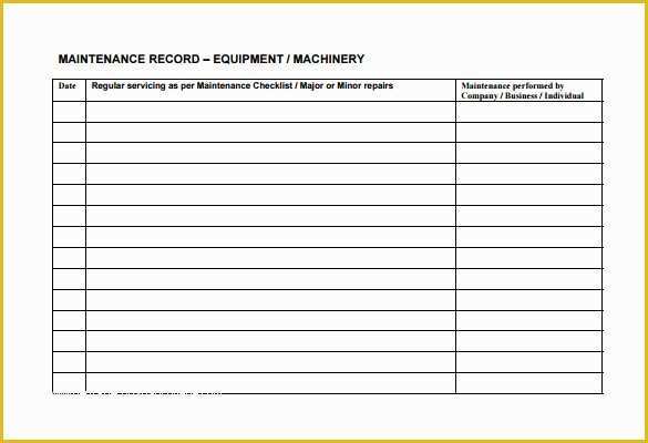 Preventive Maintenance Schedule Template Excel Free Of Equipment Maintenance Schedule Template Excel