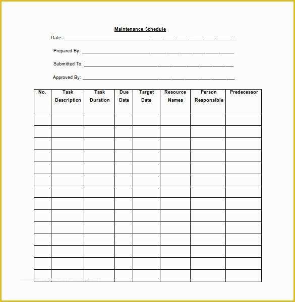 Preventive Maintenance Schedule Template Excel Free Of Free Preventive Maintenance Schedule Template