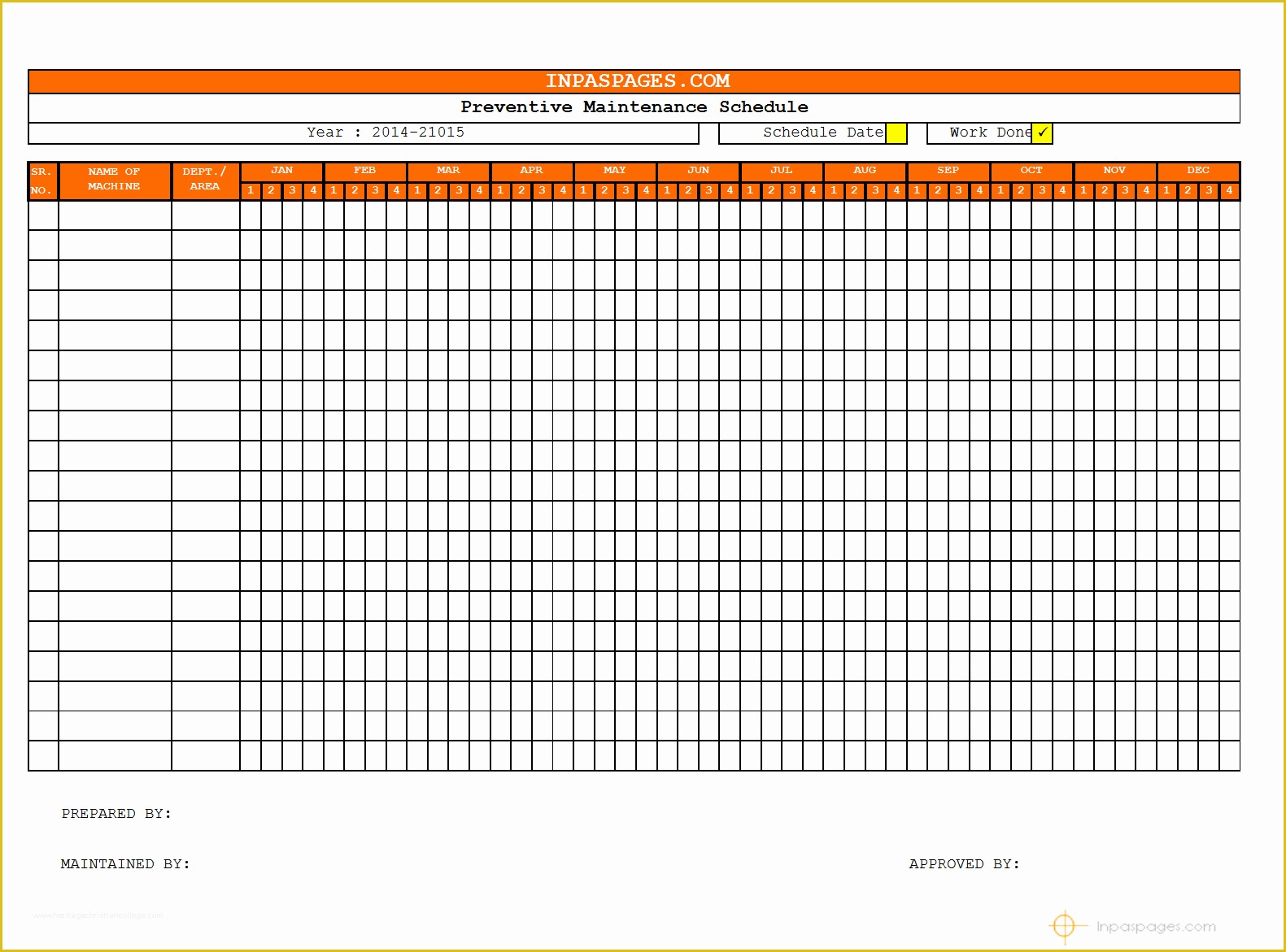 Preventive Maintenance Schedule Template Excel Free Of Free Preventive Maintenance Schedule Template