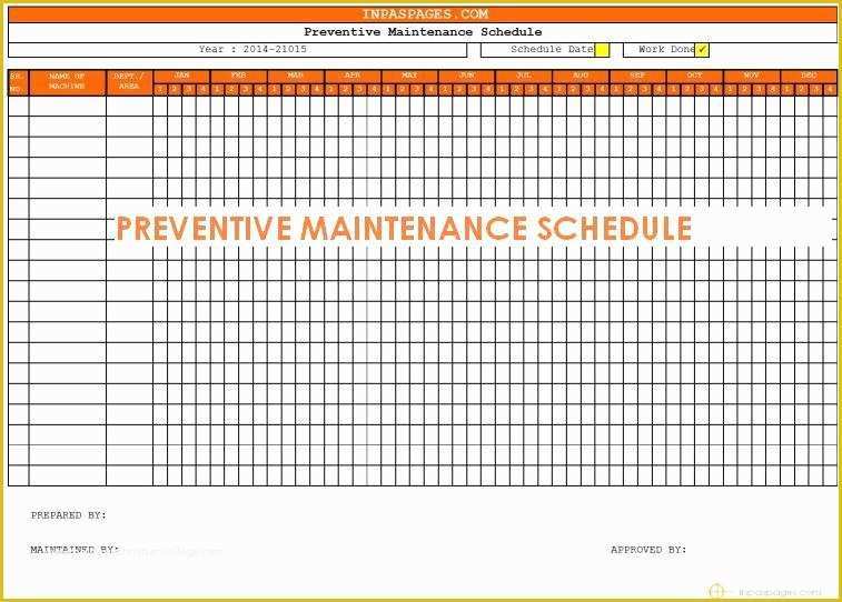 Preventive Maintenance Schedule Template Excel Free Of Preventive Maintenance Schedule Maintenance Task
