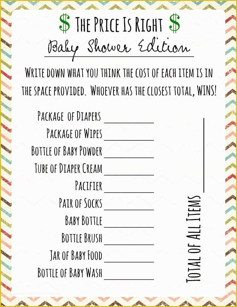 Price is Right Baby Shower Game Free Template Of 8 Best Of Price is Right Baby Shower Free