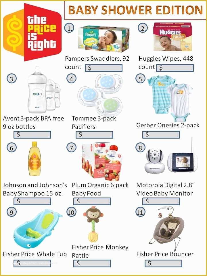 Price is Right Baby Shower Game Free Template Of Baby Shower Game the Price is Right