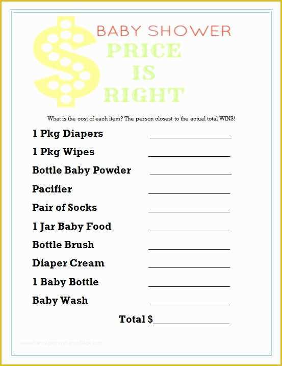 Price is Right Baby Shower Game Free Template Of Baby Shower Games Price is Right Frugal Fanatic