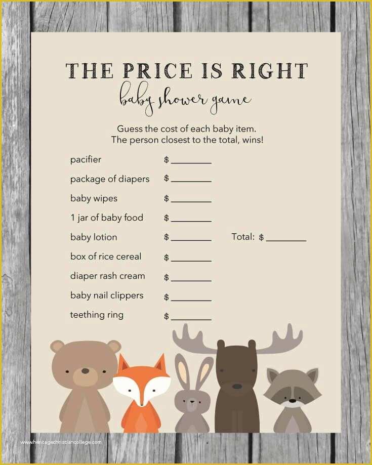 Price is Right Baby Shower Game Free Template Of Best 20 Baby Shower Games Ideas On Pinterest