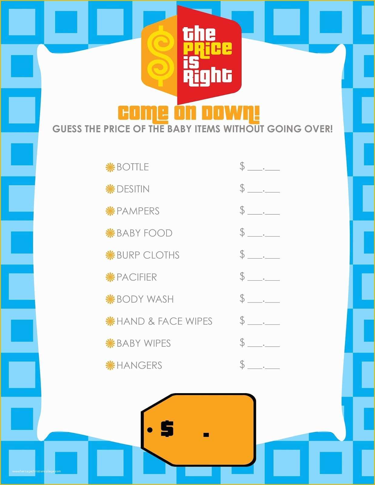 Price is Right Baby Shower Game Free Template Of Divine Design Free Printable Tuesday – Ally Jean Blog
