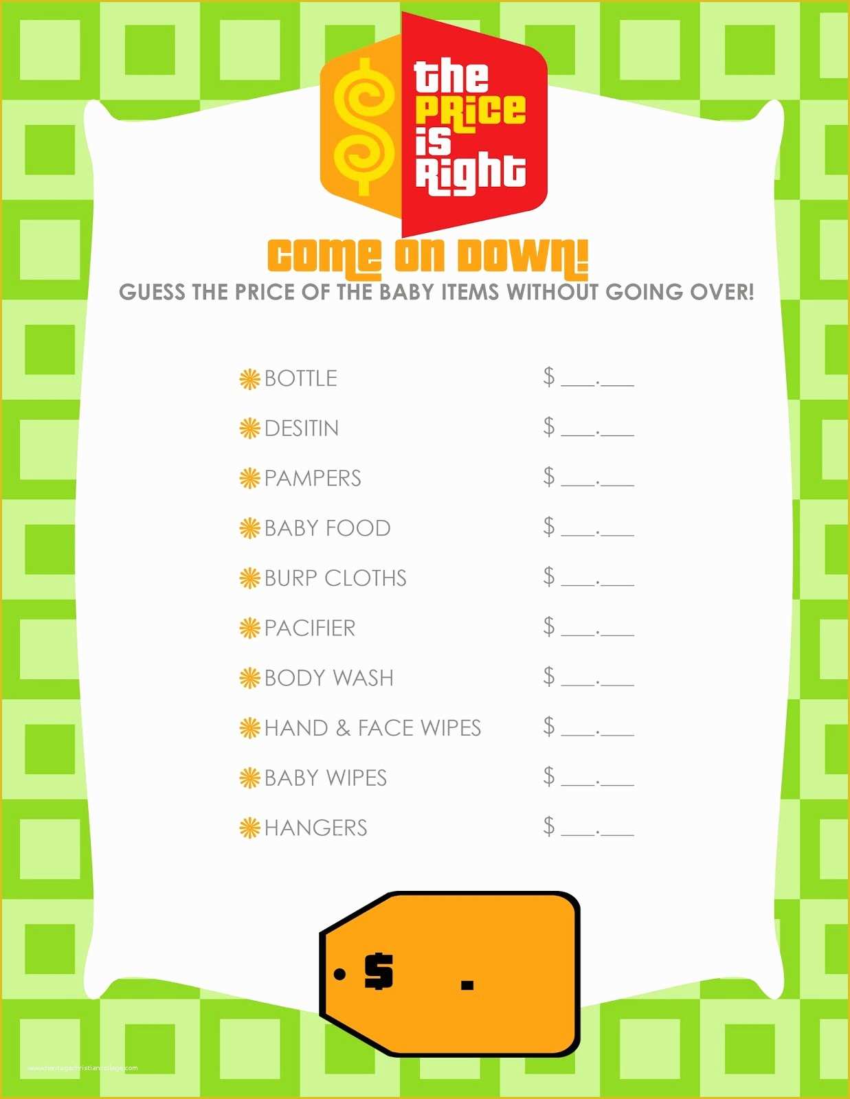 Price is Right Baby Shower Game Free Template Of Divine Design Free Printable Tuesday – Ally Jean Blog