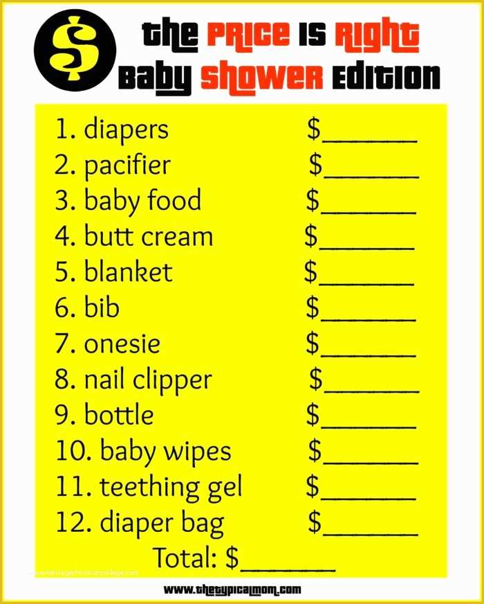 Price is Right Baby Shower Game Free Template Of Free Printable Baby Shower Games · the Typical Mom