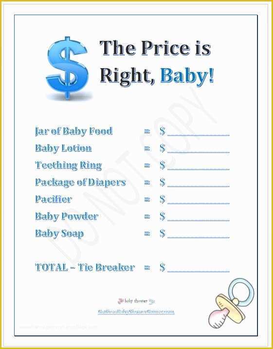 Price is Right Baby Shower Game Free Template Of Free Printable Baby Shower Games Perfect for Every