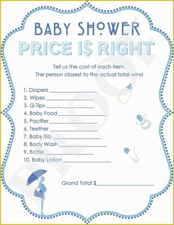 Price is Right Baby Shower Game Free Template Of Instant Download Printable Baby Shower Price is Right Game