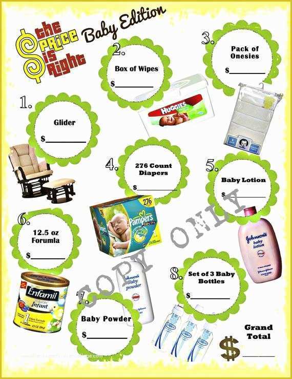 Price is Right Baby Shower Game Free Template Of Price is Right Baby Shower Game Instant Download