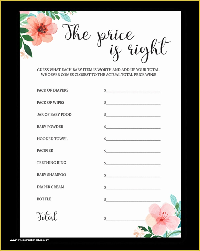 Price is Right Baby Shower Game Free Template Of Price is Right Baby Shower Game Template