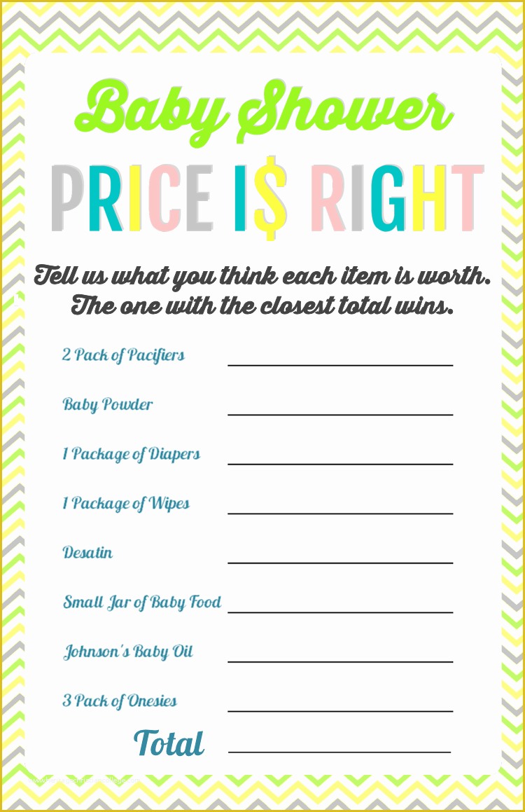 Price is Right Baby Shower Game Free Template Of Printable Baby Shower Games the Girl Creative