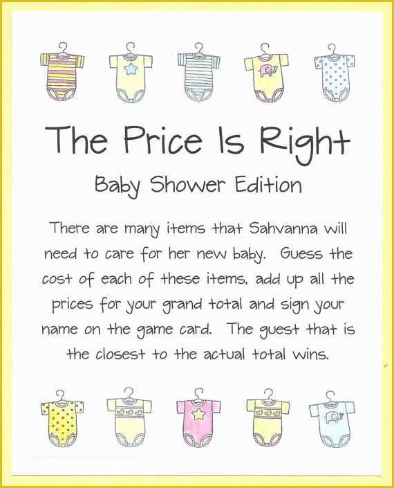 Price is Right Baby Shower Game Free Template Of the Price is Right Baby Shower Game Guess the Price Baby