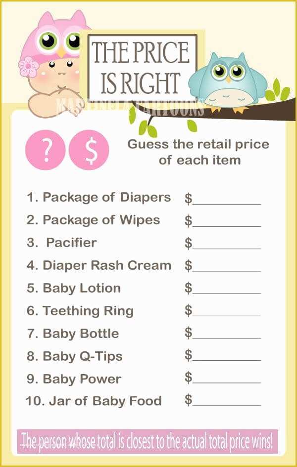 Price is Right Baby Shower Game Free Template Of the Price is Right Baby Shower Game