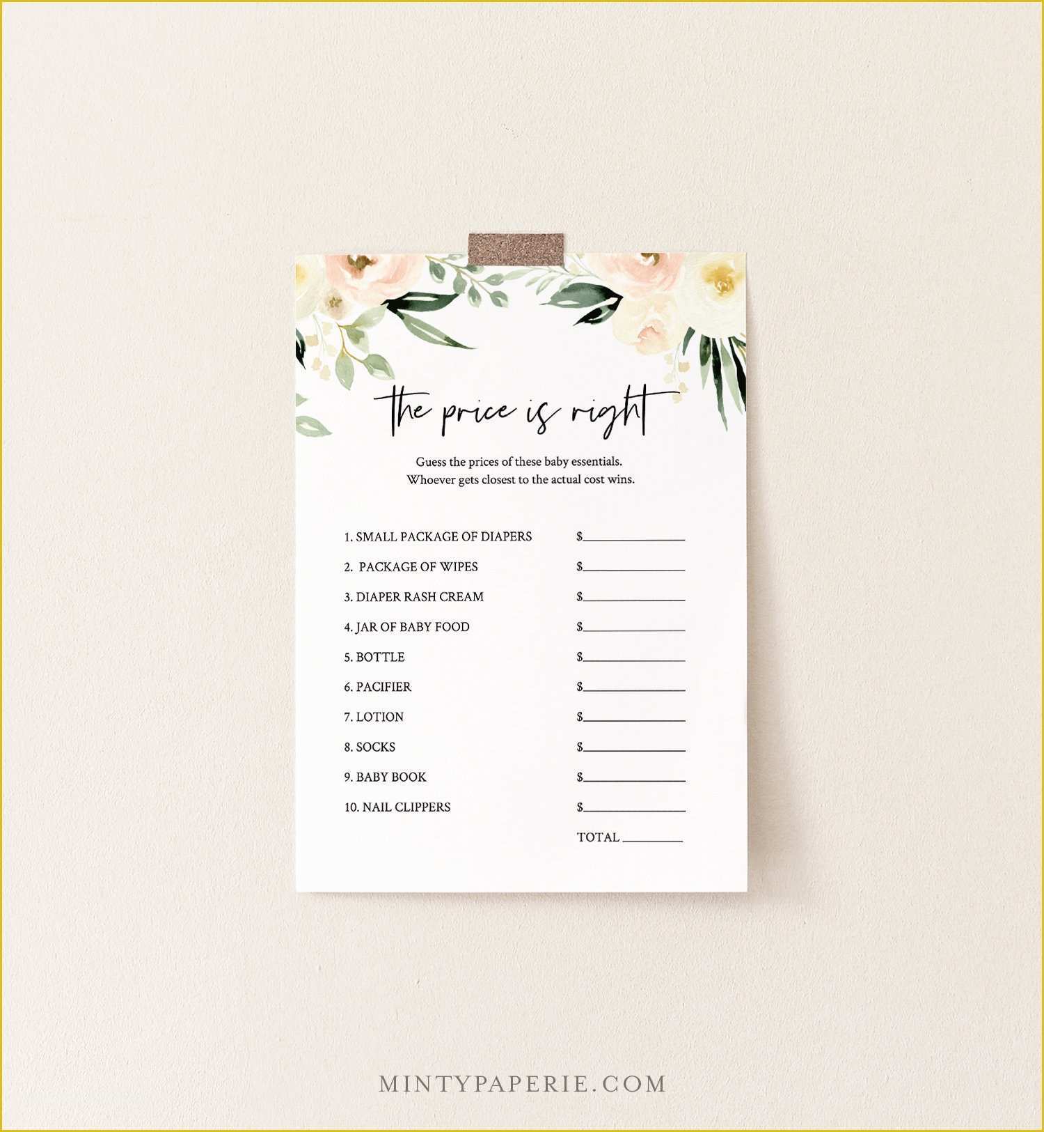 Price is Right Baby Shower Game Free Template Of the Price is Right Baby Shower Game Template Peach Floral