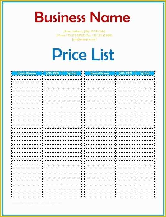 Price List Template Free Of 10 Free Sample wholesale Price List Templates Printable