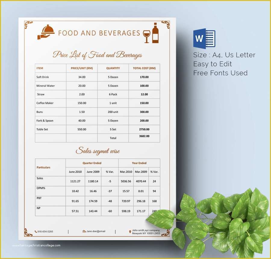 Price List Template Free Of 25 Price List Templates Doc Pdf Excel Psd