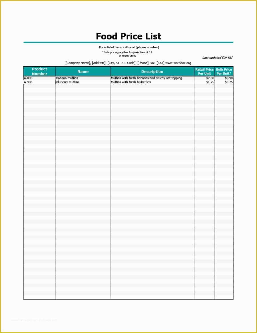 Price List Template Free Of 40 Free Price List Templates Price Sheet Templates