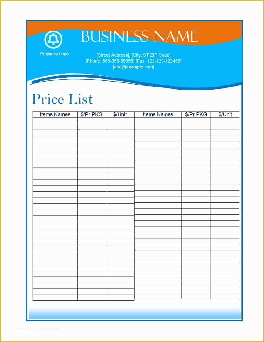 Price List Template Free Of 40 Free Price List Templates Price Sheet Templates