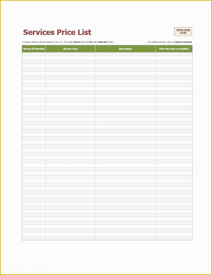 Price List Template Free Of 40 Free Price List Templates Price Sheet Templates