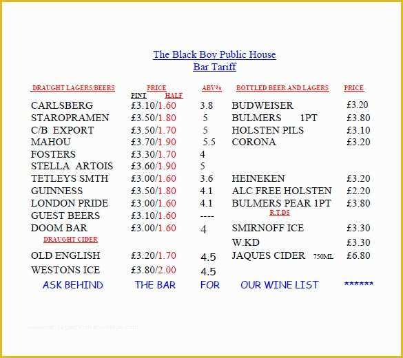 Price List Template Free Of 9 Price List Template Free Word Excel Pdf format