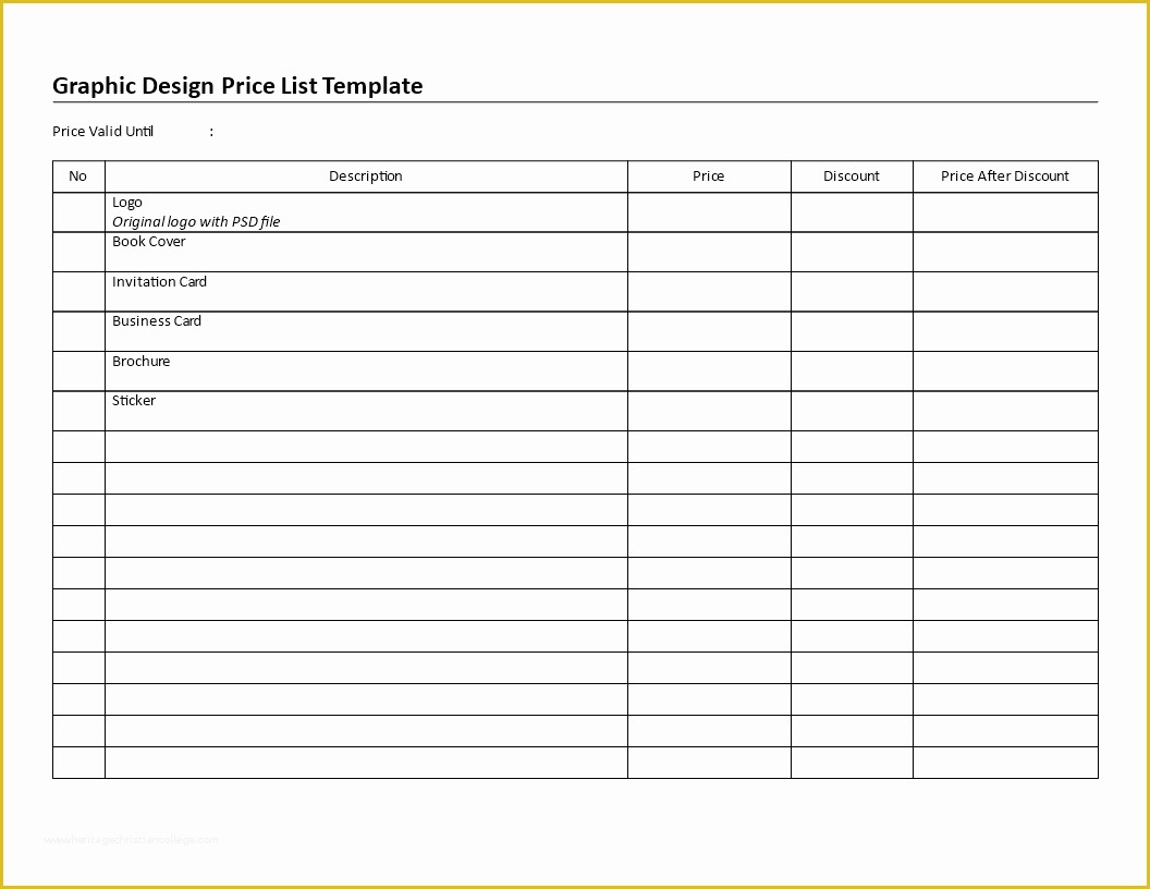 Price List Template Free Of Free Printable Graphic Design Price List