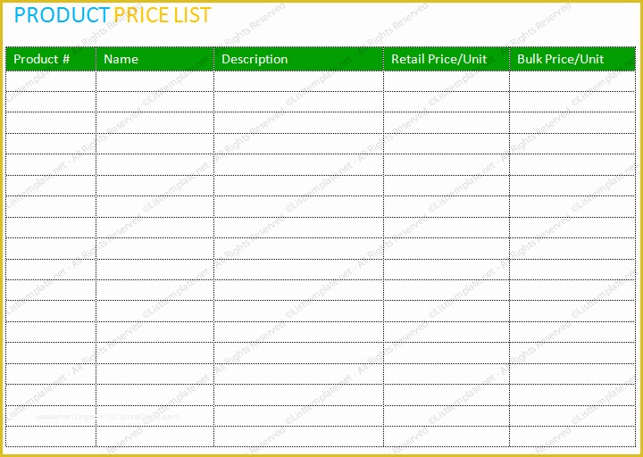 Price List Template Free Of Free Printable Price List Templates