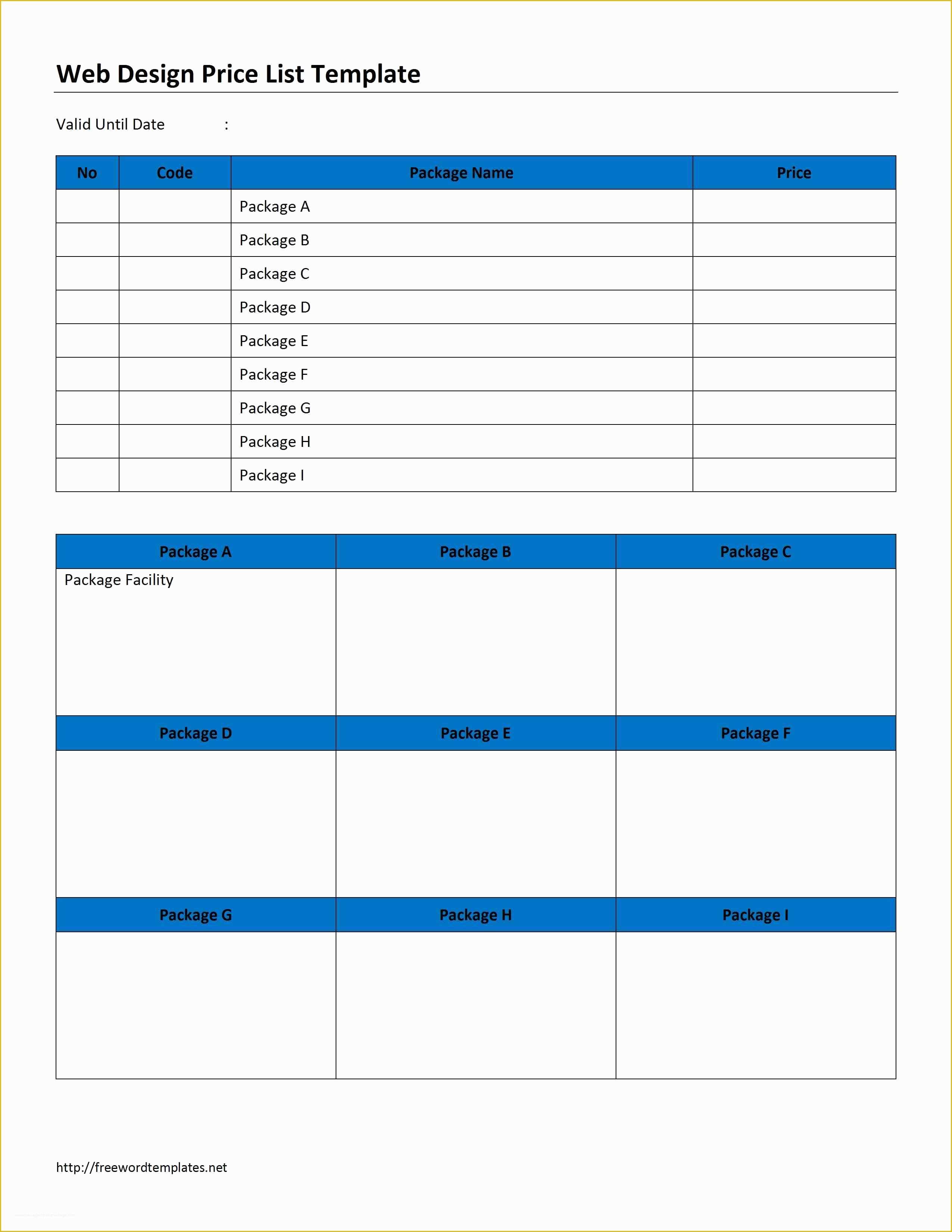 Price List Template Free Of Price List Archives