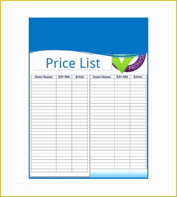 Price List Template Free Of Price List Template – 10 Free Word Excel Pdf format